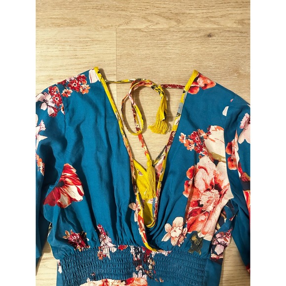 Band of Gypsies Turquoise Floral Crop top size XS - Picture 9 of 9